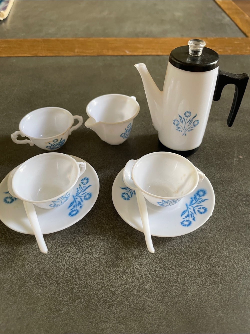 CORNINGWARE Toy Blue Cornflower Chilton Plastic Tea for 2 | 9 Piece Bundle | GUC